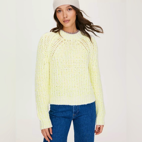 Aritzia Wilfred Confetti Chunky Knit Cropped Yellow Sweater size XXSmall - Picture 2 of 15